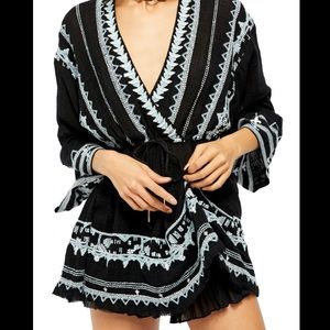 Free People Saffron embroidered tunic NWOT